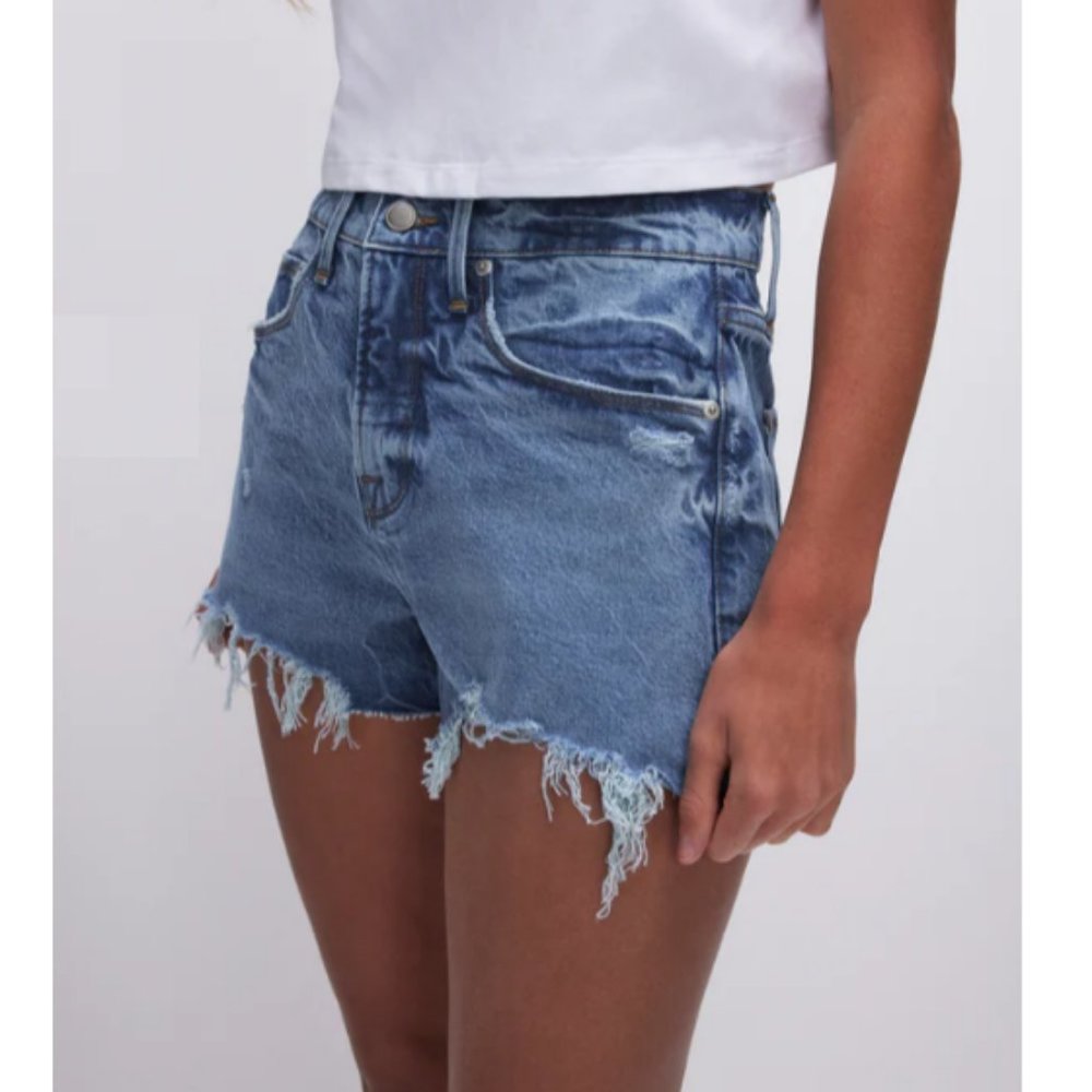 Good American Indigo433 Good 90s Shorts 0
